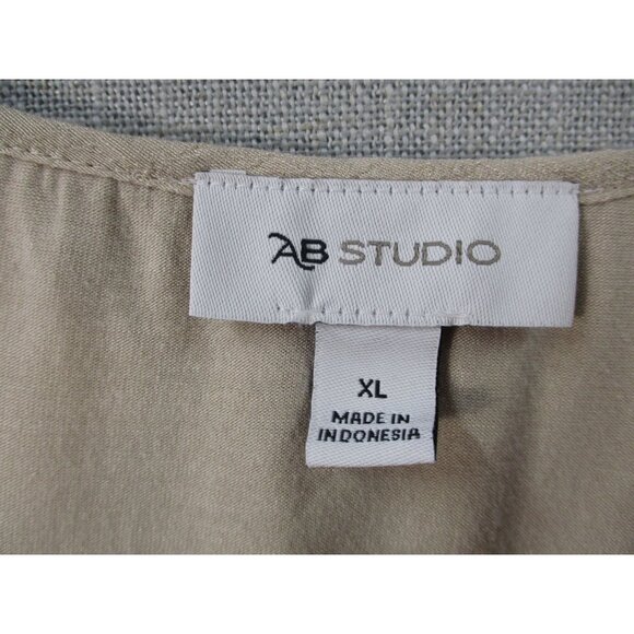 AB Studio Womens Poncho Top XL Beige With Lace Trim Rayon/Polyester Blend - Picture 2 of 7